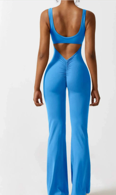 Seamless Yoga Bodysuit for Women - Tummy Control Hollow Back Workout Top & Casual Outfit